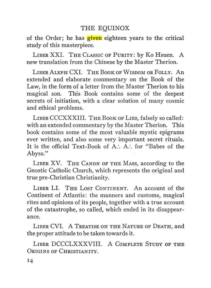 Original scan of The Equinox (Volume III, Number I), PDF page 20