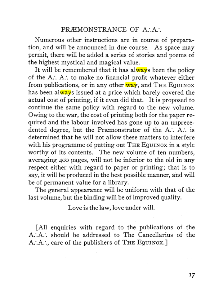Original scan of The Equinox (Volume III, Number I), PDF page 23