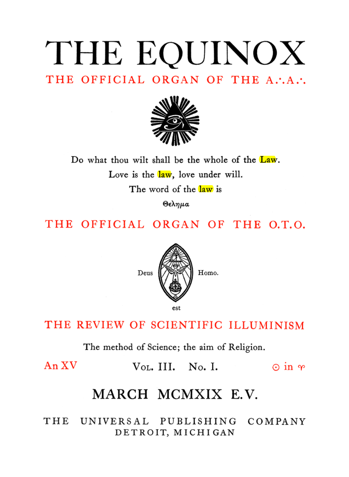Original scan of The Equinox (Volume III, Number I), PDF page 5