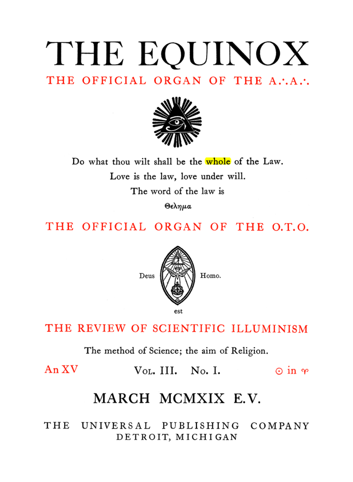 Original scan of The Equinox (Volume III, Number I), PDF page 5