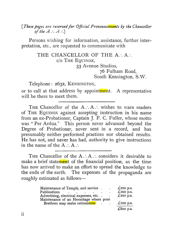 Original scan of The Equinox (Volume I, Number X), PDF page 2