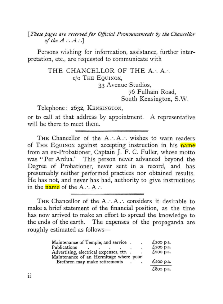 Original scan of The Equinox (Volume I, Number X), PDF page 2