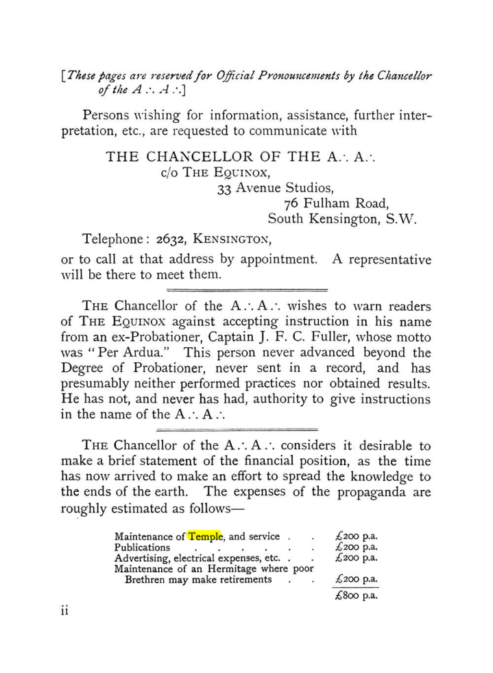 Original scan of The Equinox (Volume I, Number X), PDF page 2