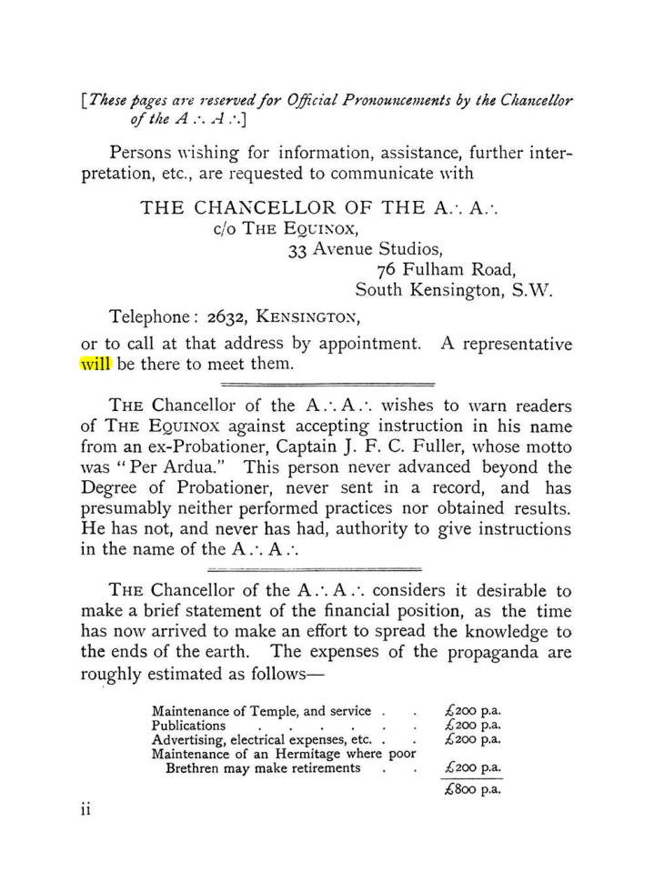 Original scan of The Equinox (Volume I, Number X), PDF page 2