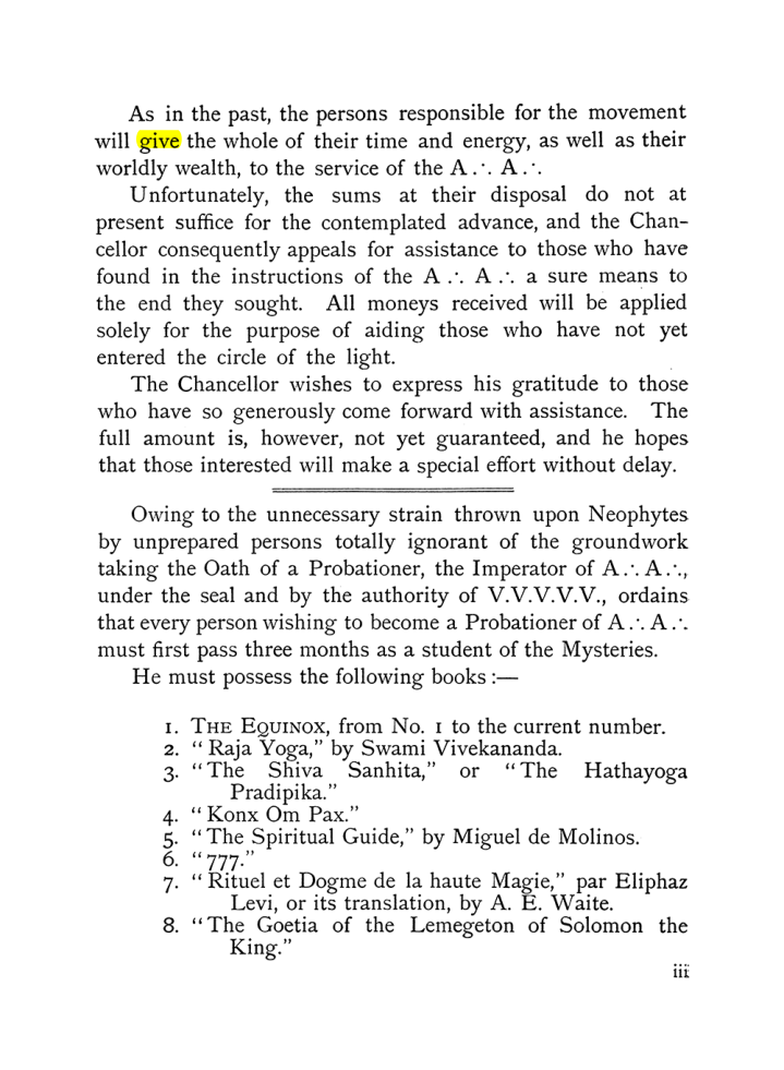 Original scan of The Equinox (Volume I, Number X), PDF page 3