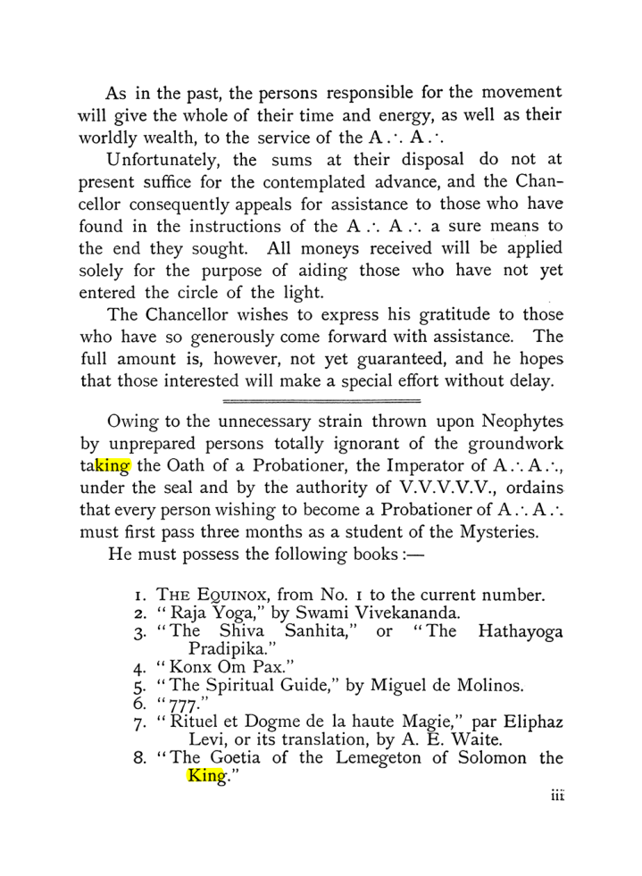 Original scan of The Equinox (Volume I, Number X), PDF page 3