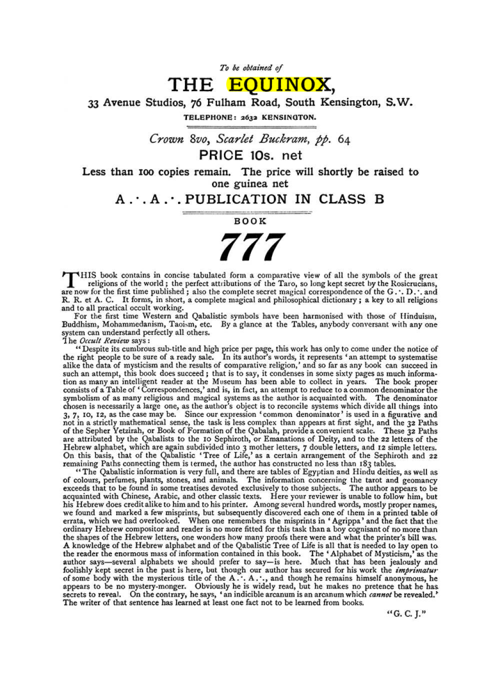 Original scan of The Equinox (Volume I, Number X), PDF page 604