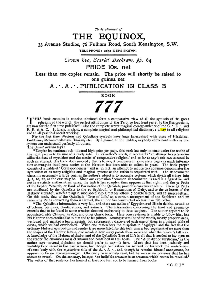 Original scan of The Equinox (Volume I, Number X), PDF page 604