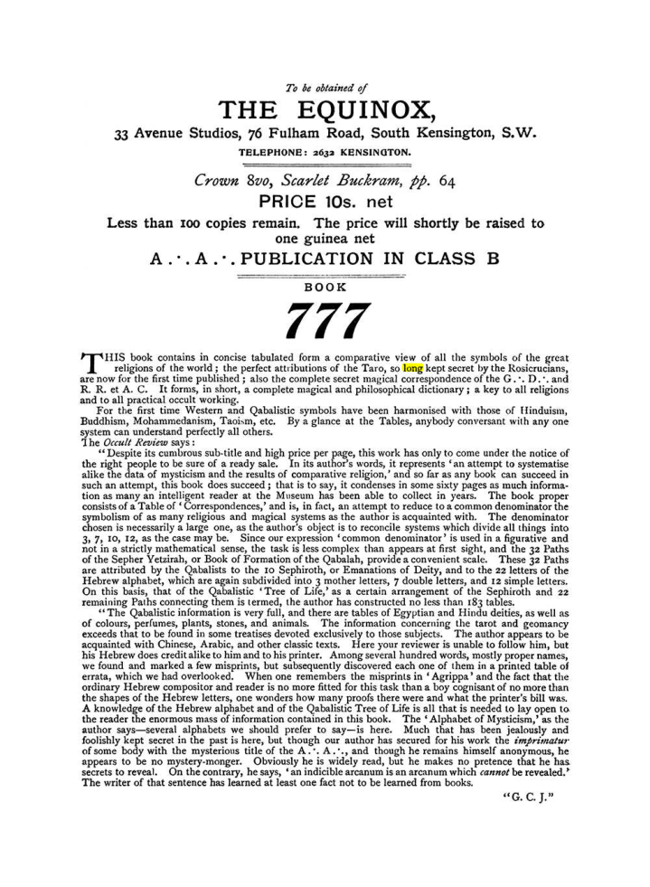 Original scan of The Equinox (Volume I, Number X), PDF page 604