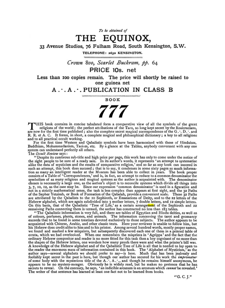Original scan of The Equinox (Volume I, Number X), PDF page 604