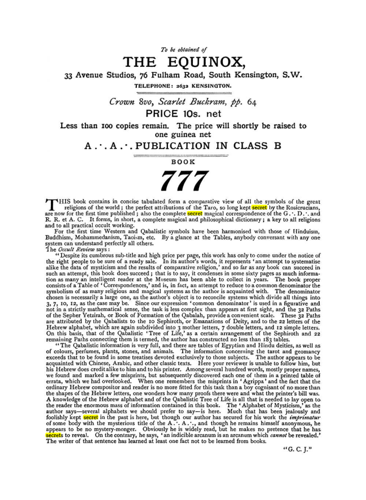 Original scan of The Equinox (Volume I, Number X), PDF page 604