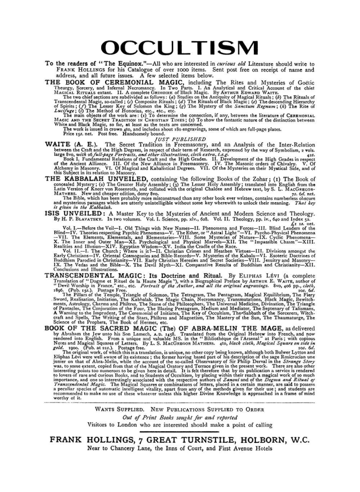 Original scan of The Equinox (Volume I, Number VIII), PDF page 423