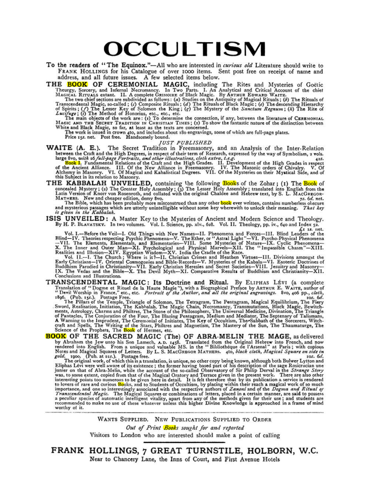 Original scan of The Equinox (Volume I, Number VIII), PDF page 423