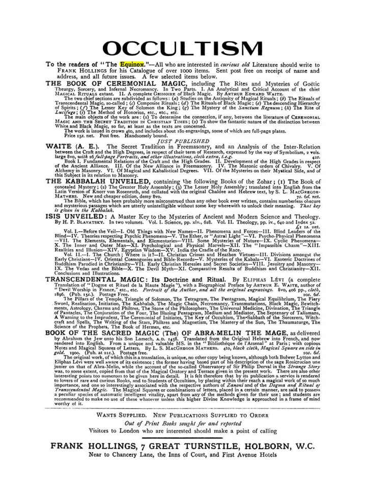 Original scan of The Equinox (Volume I, Number VIII), PDF page 423