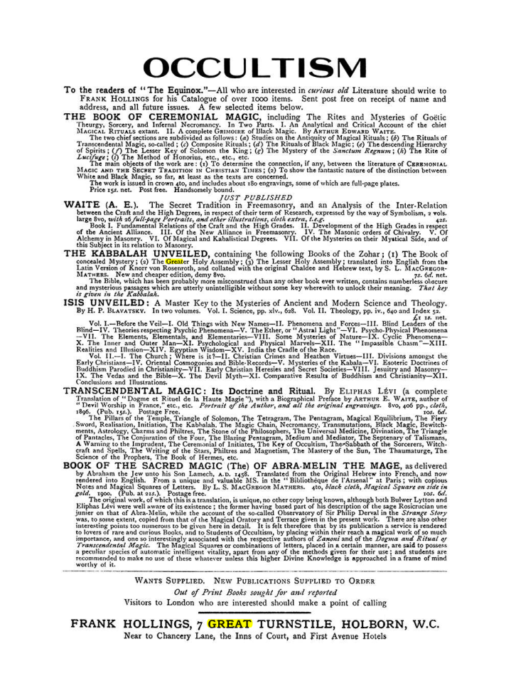 Original scan of The Equinox (Volume I, Number VIII), PDF page 423