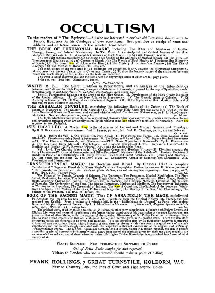 Original scan of The Equinox (Volume I, Number VIII), PDF page 423