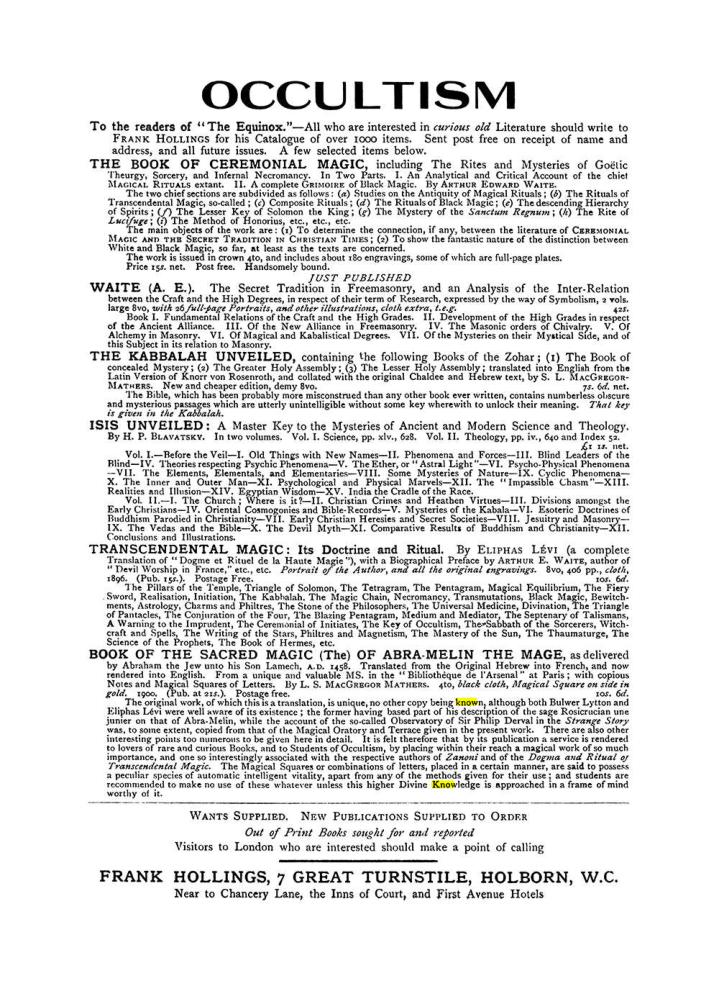 Original scan of The Equinox (Volume I, Number VIII), PDF page 423