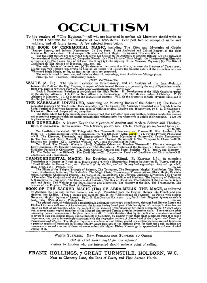 Original scan of The Equinox (Volume I, Number VIII), PDF page 423