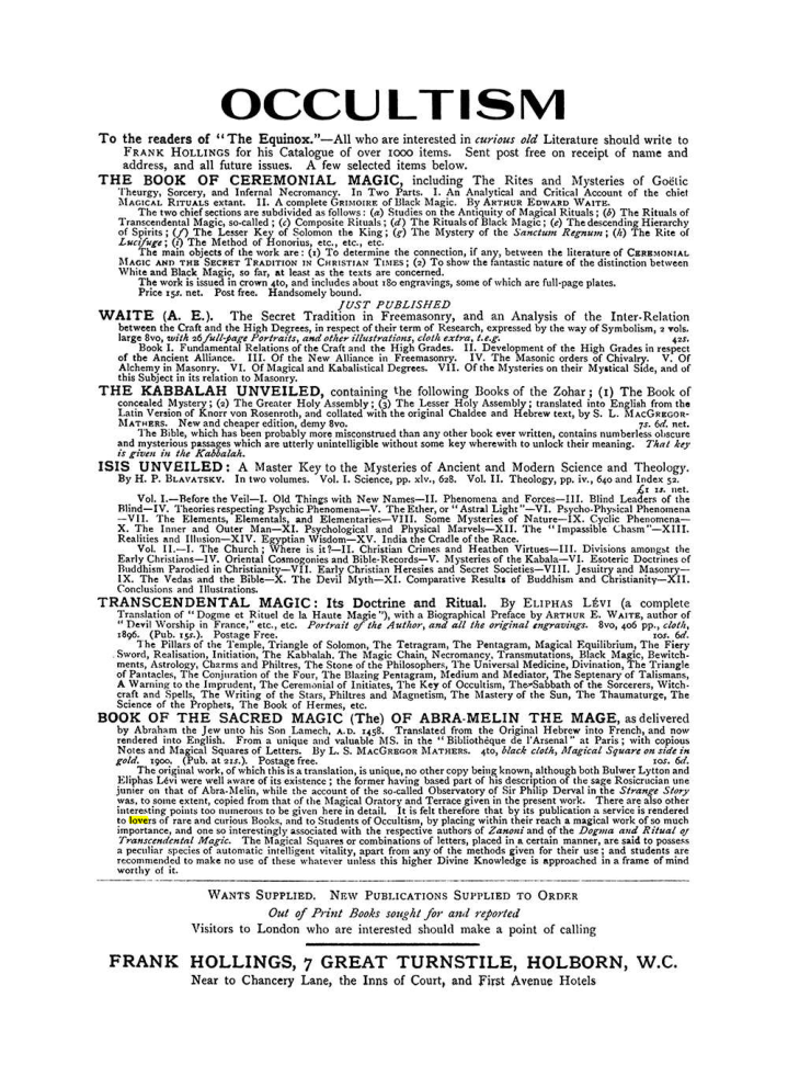 Original scan of The Equinox (Volume I, Number VIII), PDF page 423