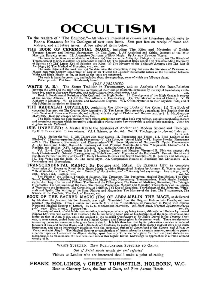 Original scan of The Equinox (Volume I, Number VIII), PDF page 423