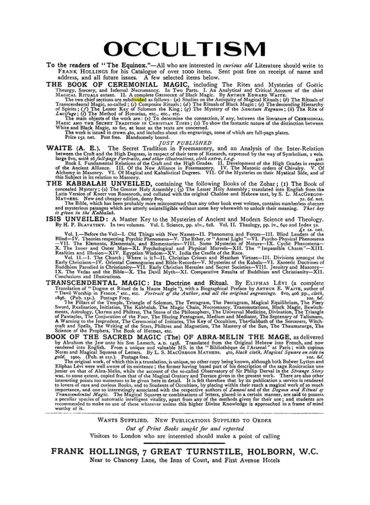 Original scan of The Equinox (Volume I, Number VIII), PDF page 423
