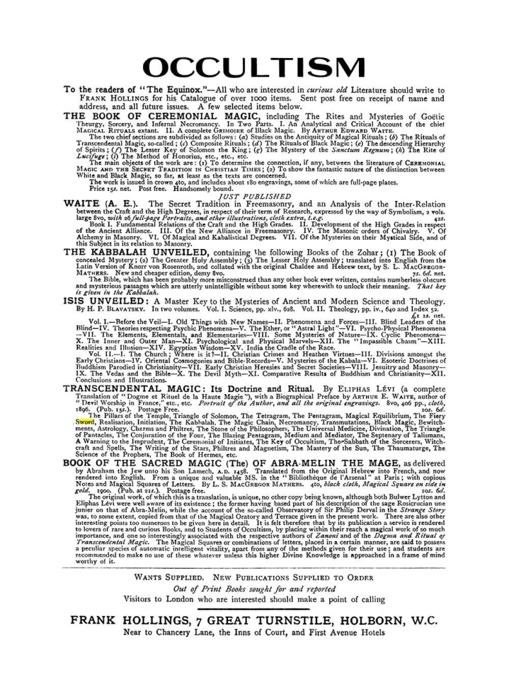 Original scan of The Equinox (Volume I, Number VIII), PDF page 423