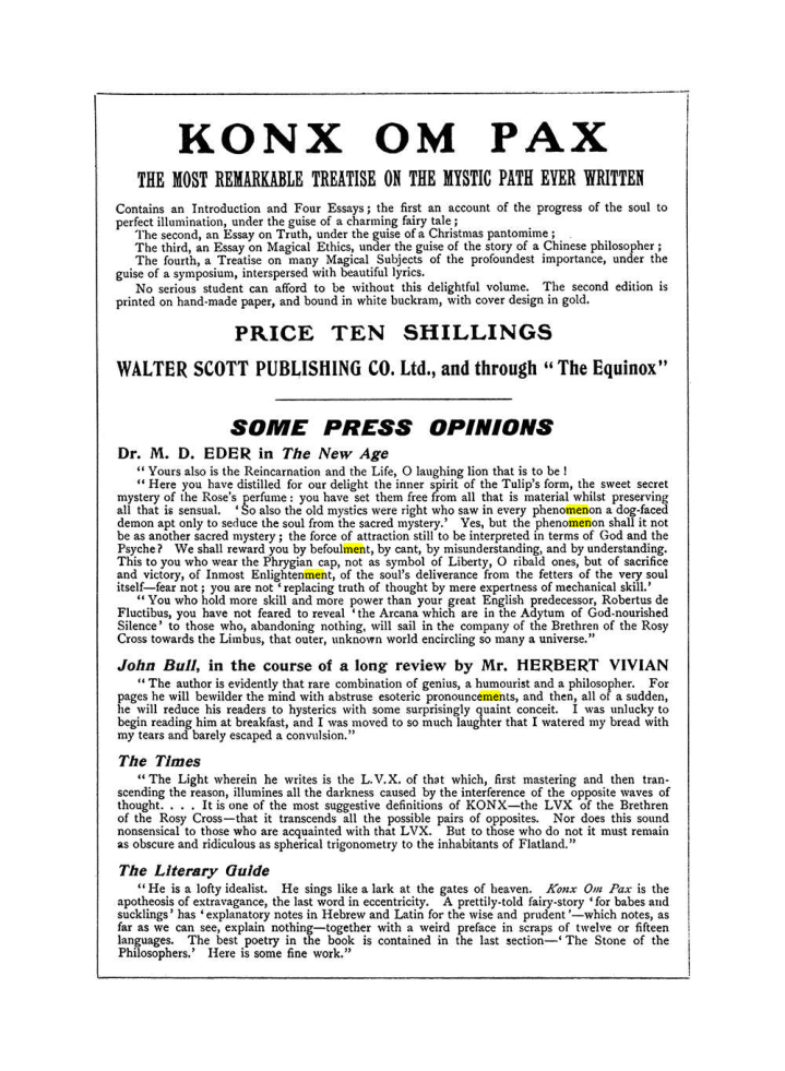Original scan of The Equinox (Volume I, Number VIII), PDF page 430