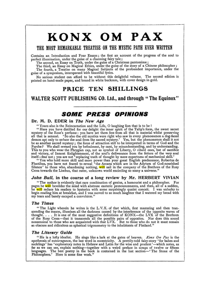 Original scan of The Equinox (Volume I, Number VIII), PDF page 430