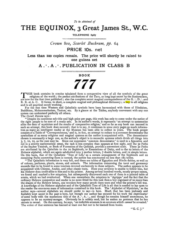 Original scan of The Equinox (Volume I, Number VIII), PDF page 432