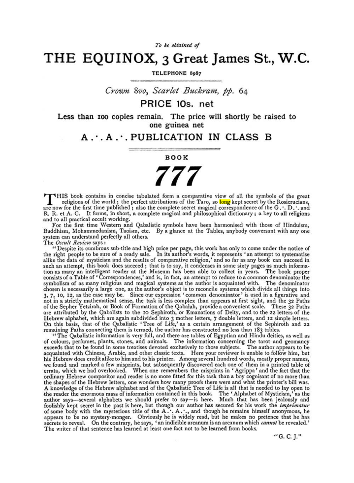 Original scan of The Equinox (Volume I, Number VIII), PDF page 432