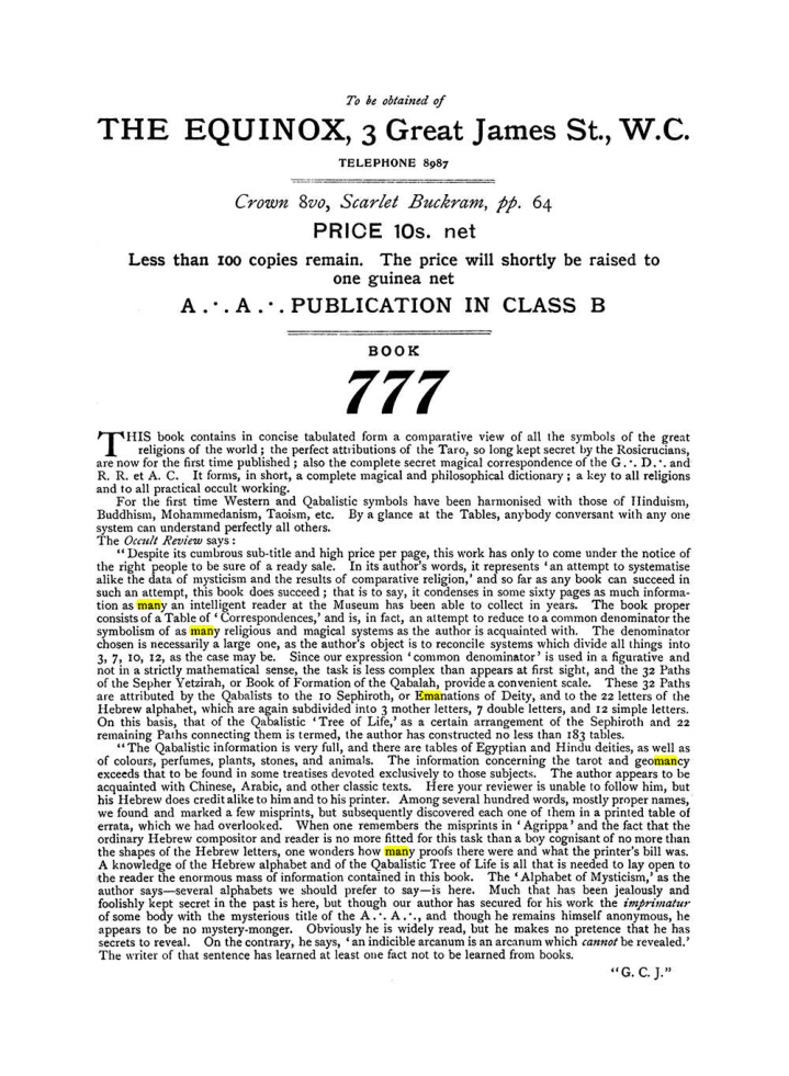 Original scan of The Equinox (Volume I, Number VIII), PDF page 432