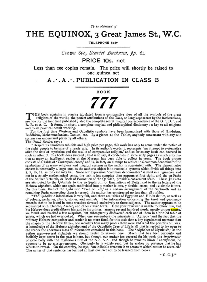 Original scan of The Equinox (Volume I, Number VIII), PDF page 432