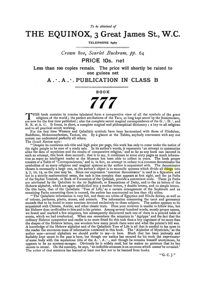 Original scan of The Equinox (Volume I, Number VIII), PDF page 432