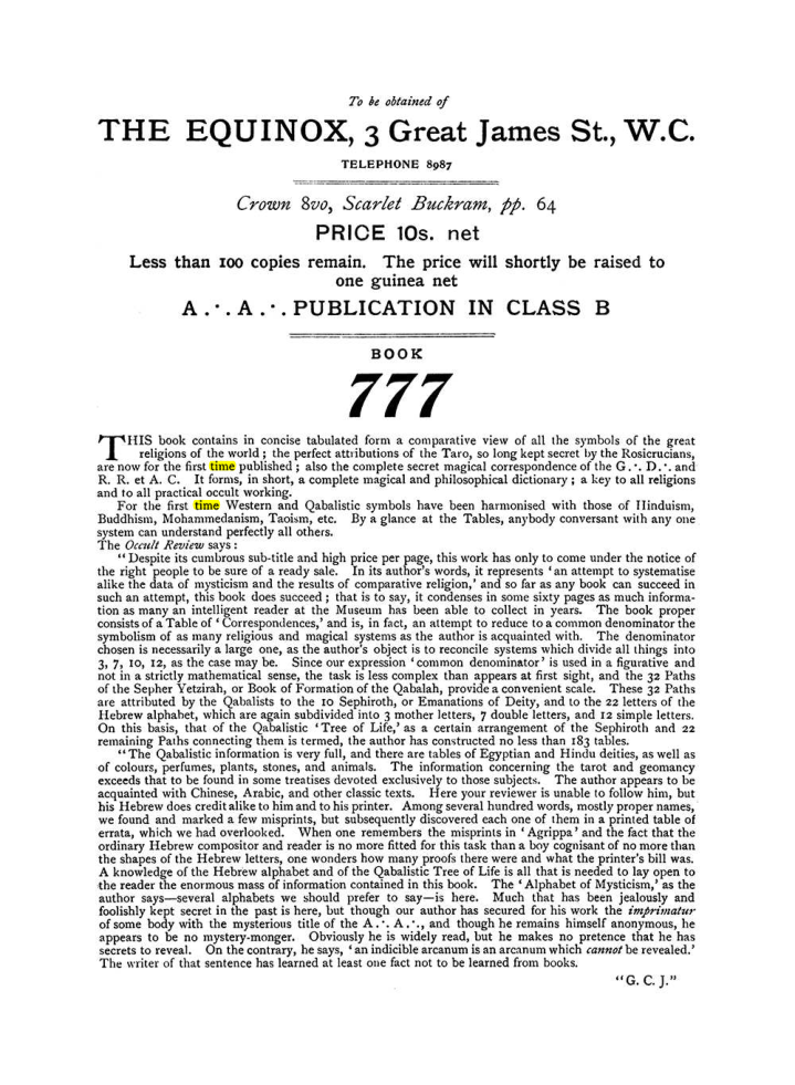 Original scan of The Equinox (Volume I, Number VIII), PDF page 432