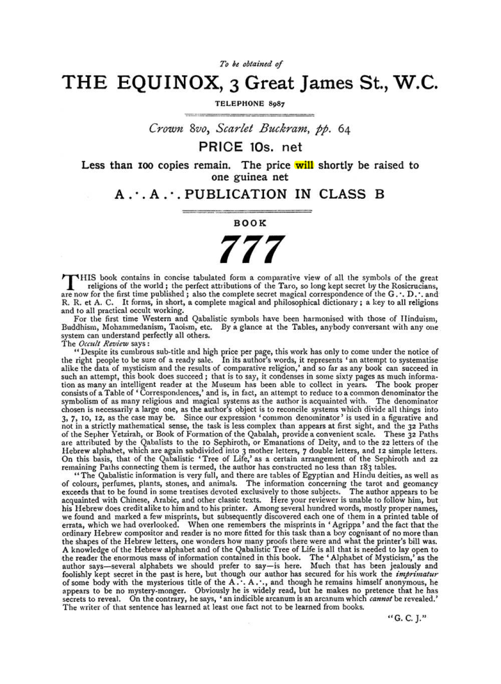 Original scan of The Equinox (Volume I, Number VIII), PDF page 432