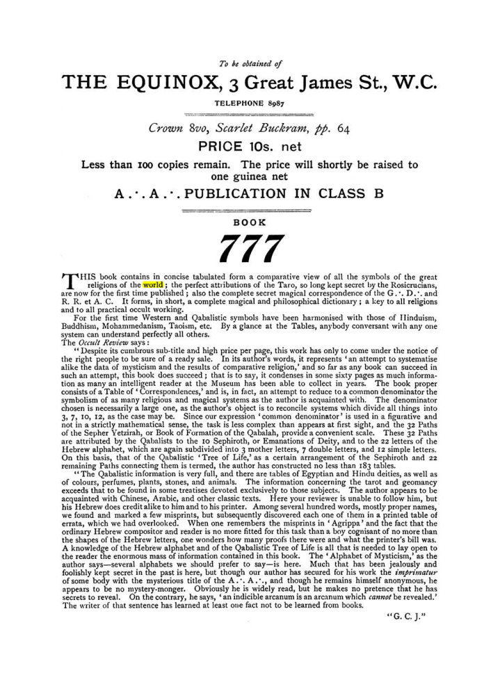 Original scan of The Equinox (Volume I, Number VIII), PDF page 432