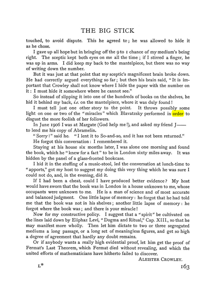 Original scan of The Equinox (Volume I, Number VI), PDF page 171