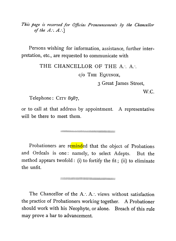 Original scan of The Equinox (Volume I, Number VI), PDF page 2