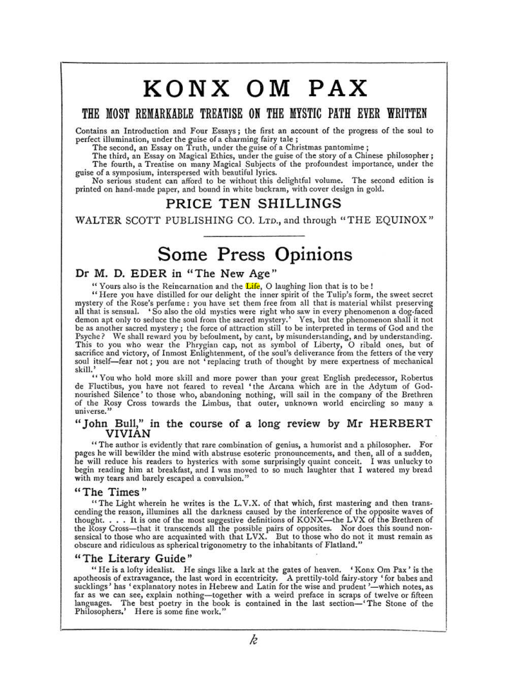 Original scan of The Equinox (Volume I, Number VI), PDF page 307