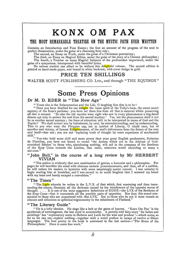 Original scan of The Equinox (Volume I, Number VI), PDF page 307