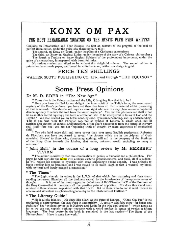 Original scan of The Equinox (Volume I, Number VI), PDF page 307