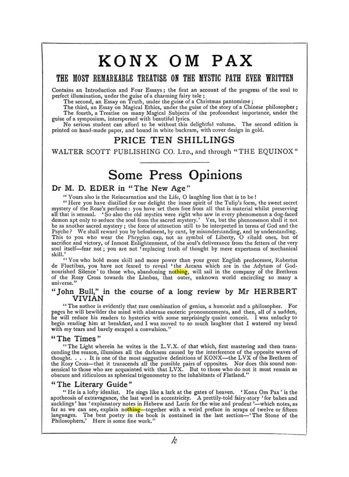 Original scan of The Equinox (Volume I, Number VI), PDF page 307