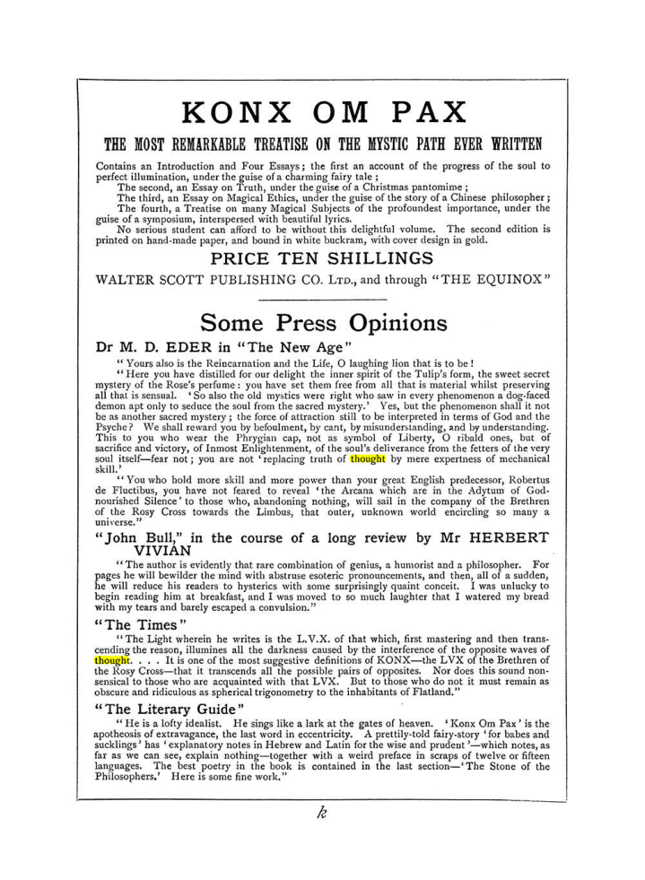 Original scan of The Equinox (Volume I, Number VI), PDF page 307
