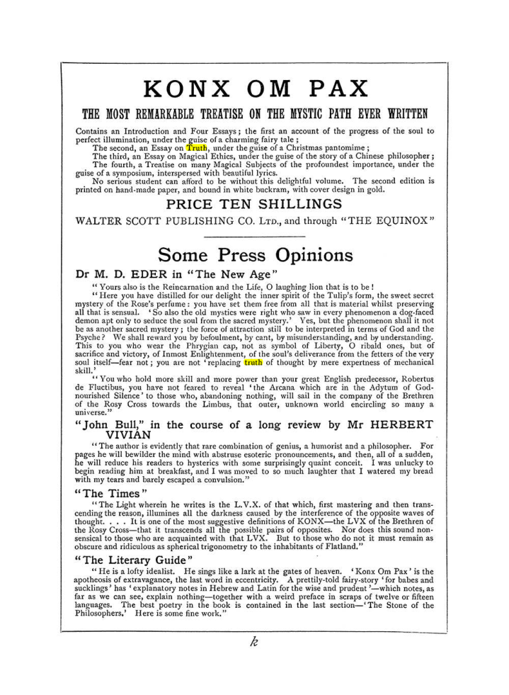 Original scan of The Equinox (Volume I, Number VI), PDF page 307