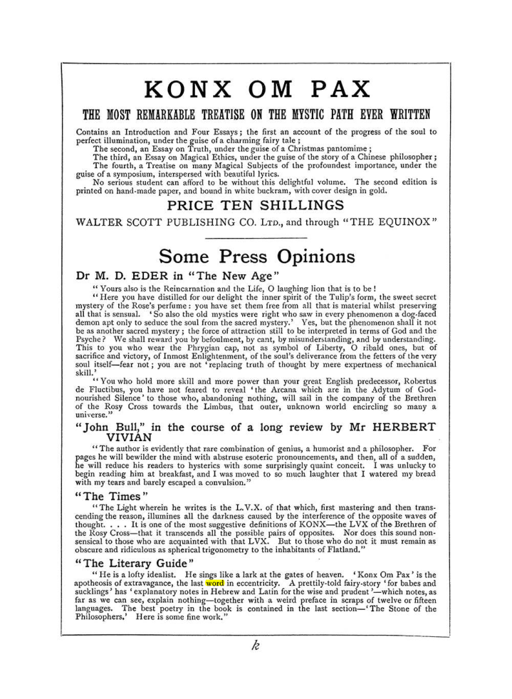 Original scan of The Equinox (Volume I, Number VI), PDF page 307