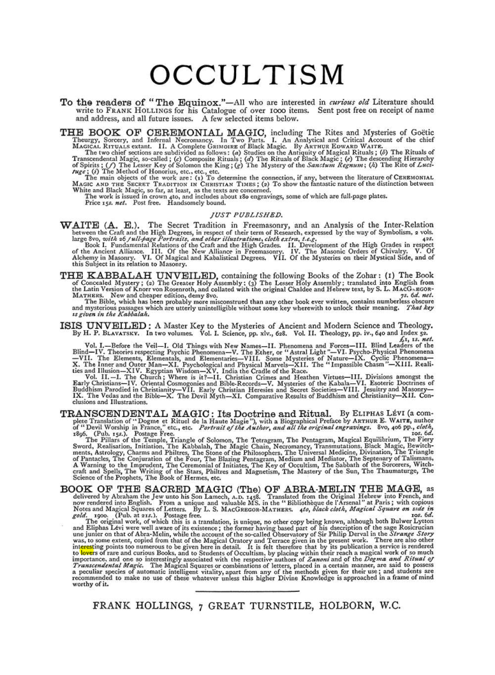 Original scan of The Equinox (Volume I, Number VI), PDF page 308