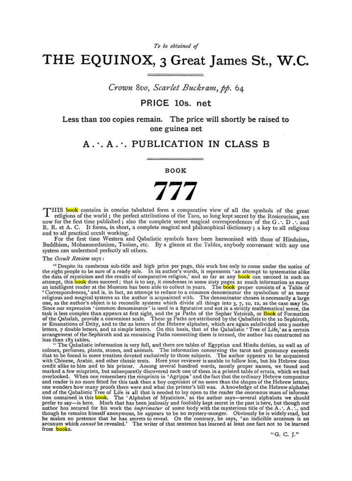 Original scan of The Equinox (Volume I, Number VI), PDF page 312