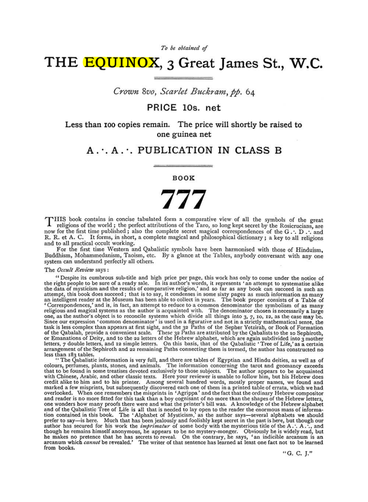 Original scan of The Equinox (Volume I, Number VI), PDF page 312