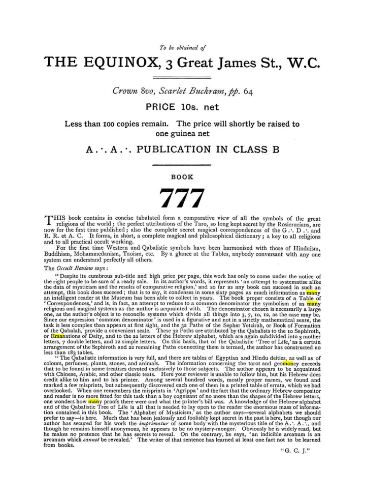 Original scan of The Equinox (Volume I, Number VI), PDF page 312