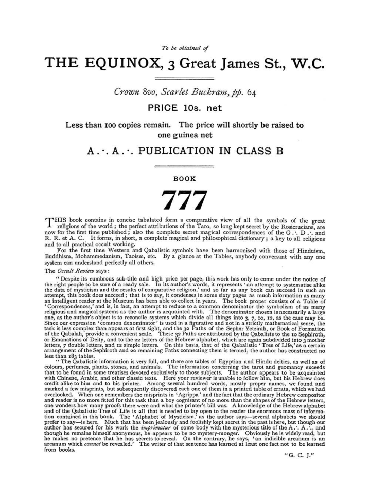 Original scan of The Equinox (Volume I, Number VI), PDF page 312